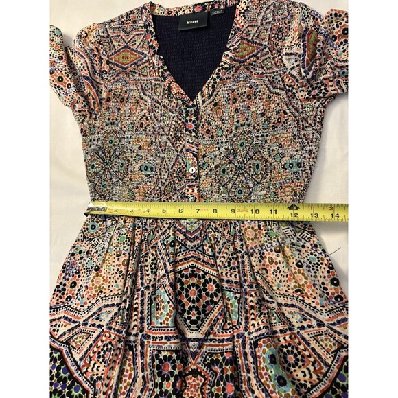 MAEVE Anthropologie Tiled Amethyst Mini Dress XS Petite Smocked Long Sleeve Boho - Picture 14 of 15